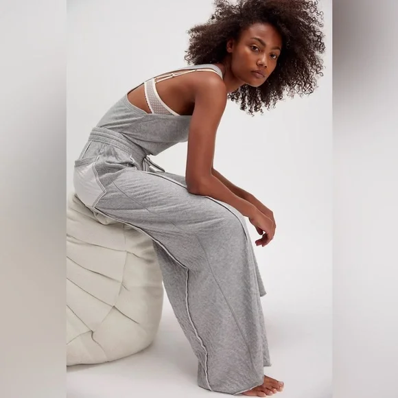 FREE PEOPLE | ✨NEW✨ Wait A Minute Jumpsuit in Heather Grey - Picture 3 of 4